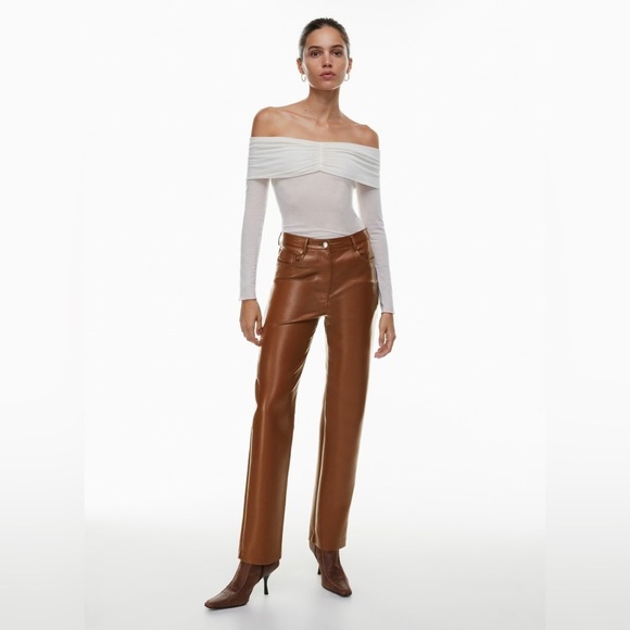 Aritzia Wilfred Melina Pant in Japanese vegan leather congac tan size 6 - Picture 1 of 8